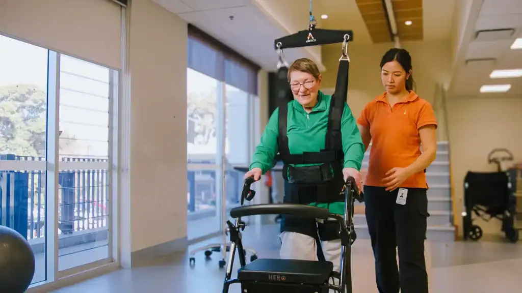 Assistive walking device used during Parkinson’s rehabilitation at Royal Rehab LifeWorks.